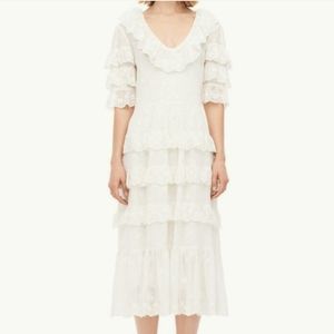 Rebecca Taylor Dree Embroidered Ruffle Dress
